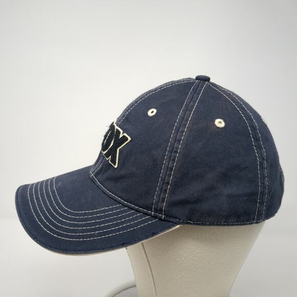 FOX Strapback Hat Blue One Size Adjustable Spell Out Solid Vent Holes - Picture 3 of 10